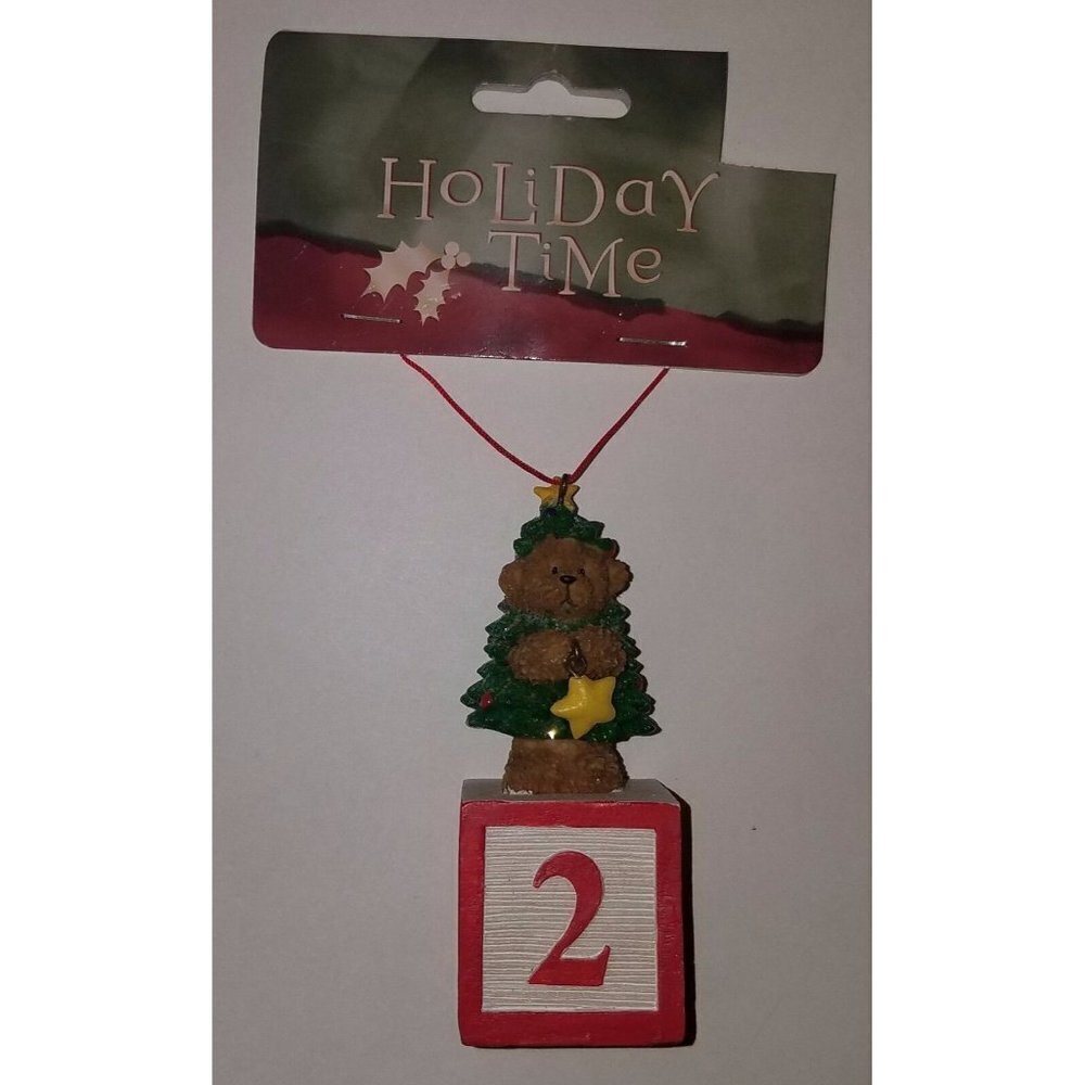 NEW Teddy Bear Christmas Tree Building Block 4" Ornament Holiday Time Stars